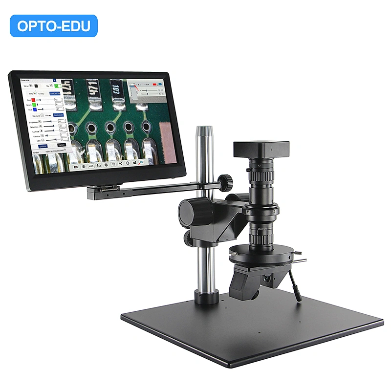 Microscopio video con zoom a rotazione manuale 2D/3D